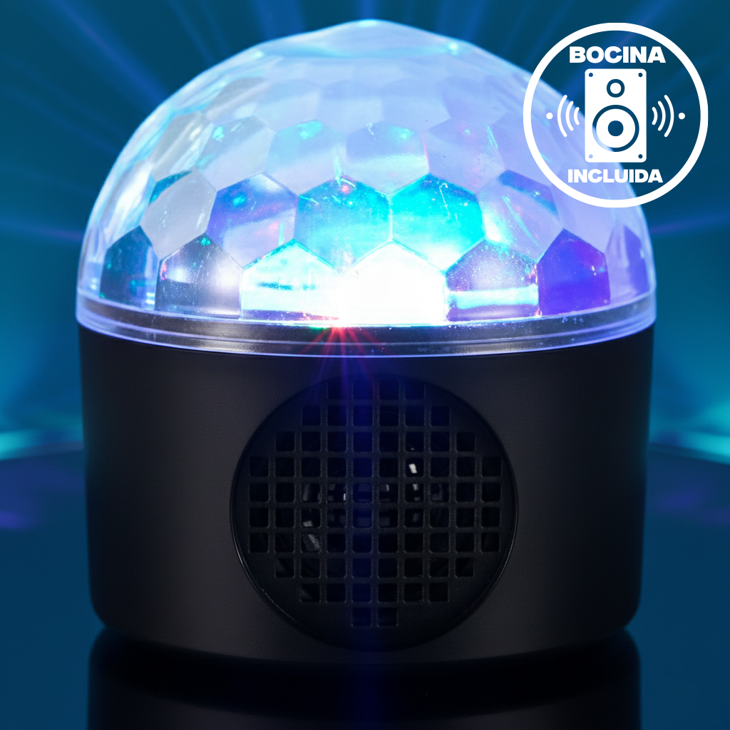 Esfera Luz Led/bocina Rgb Rotativa Audio Ritmo Favorito: HL-LED918