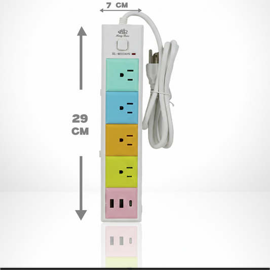1 Multicontacto de colores, con cable de 1.5 metros. Modelo: HL-MUL8493
