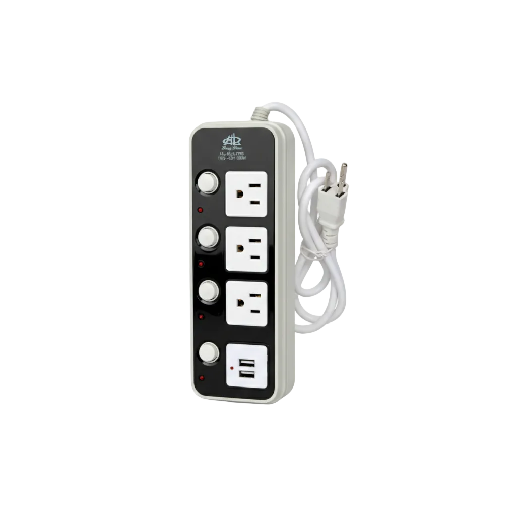Multicontacto de color negro/blanco. Modelo: HL-MUL5783