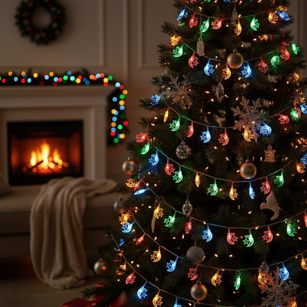 Luces de navidad con forma de luna y estrella DML8277