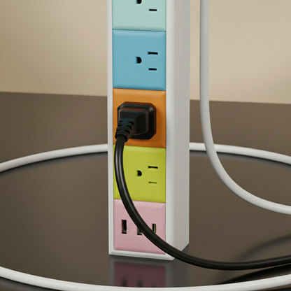 1 Multicontacto de colores, con cable de 1.5 metros. Modelo: HL-MUL8493