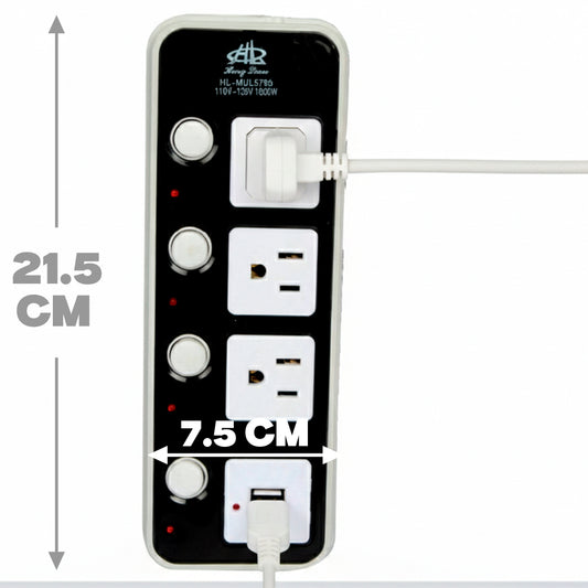 Multicontacto de color negro/blanco. Modelo: HL-MUL5783
