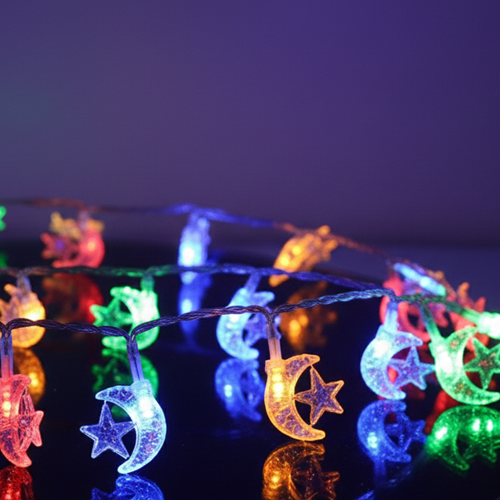 Luces de navidad con forma de luna y estrella DML8277