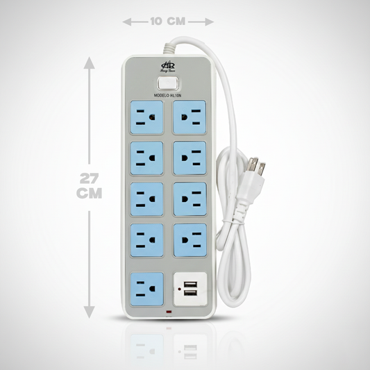 Multicontacto 9 entradas y 2 puertos USB. Modelo: HL10N