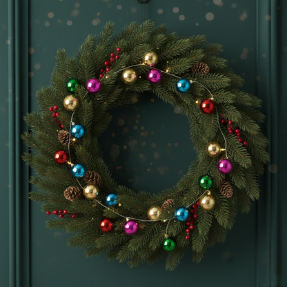 Serie de esferas multicolor con estampado navideño DML8263