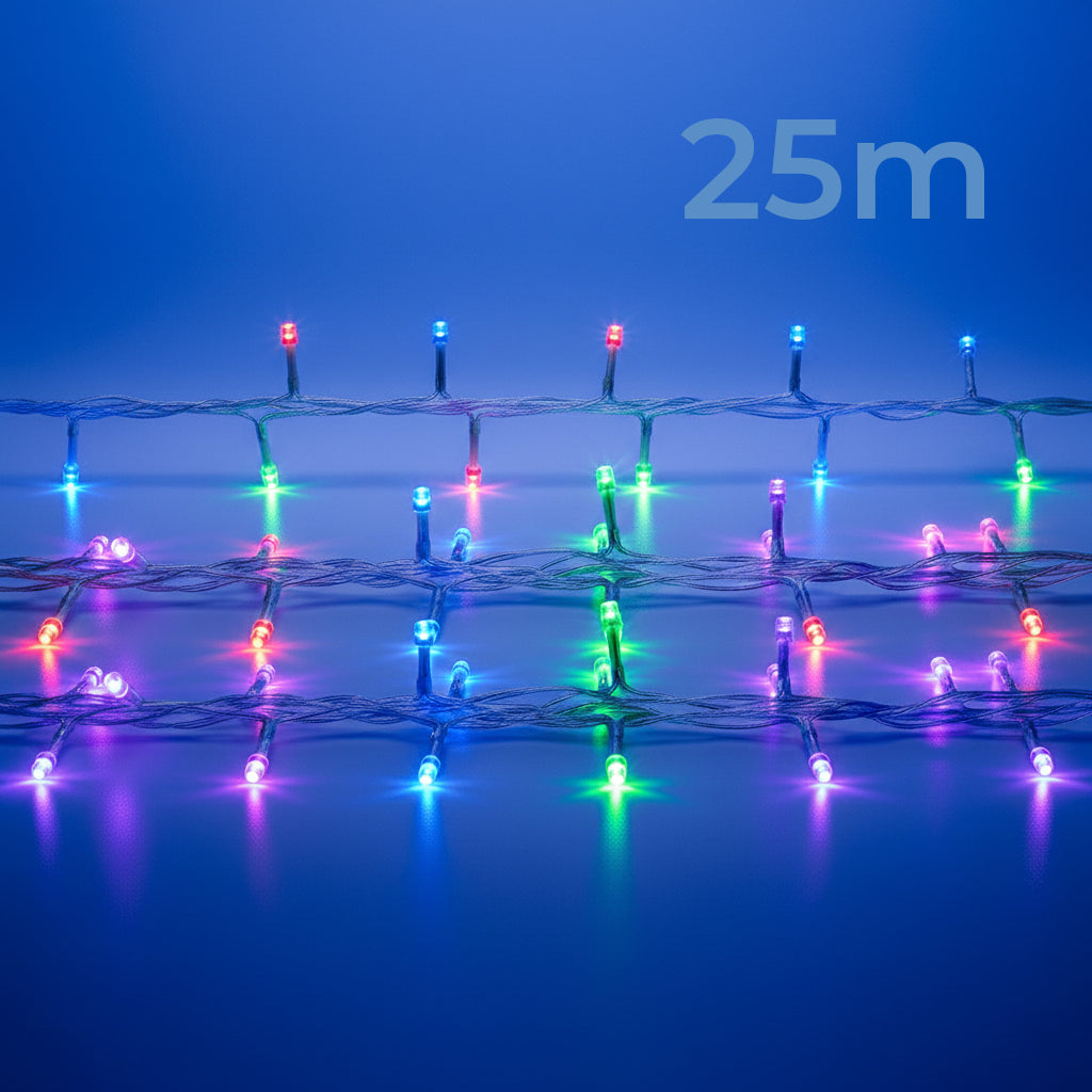 Serie Navideña de 25 m, luces de colores.Modelo: DML8199