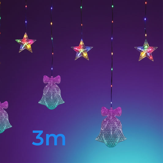 Serie de luces colgantes de campana y estrellas navideñas DML8231
