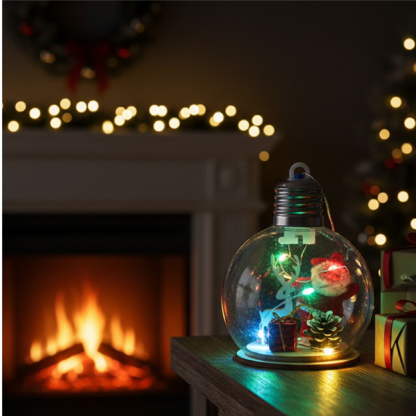 Esfera de navidad con figurilla HL-SDH8808