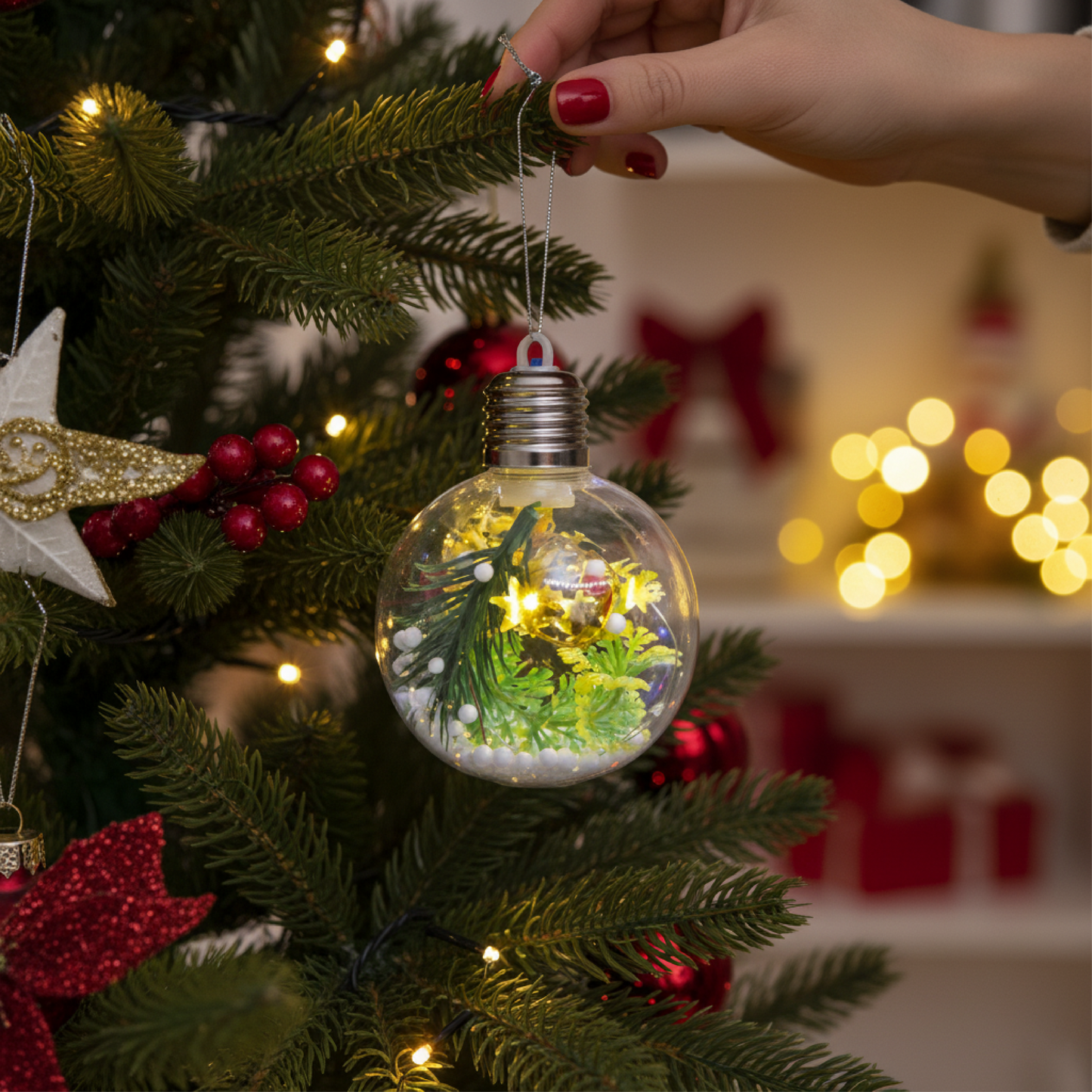 Bola de luz de 8 cm + luces intermitentes de colores HL-SDH8806