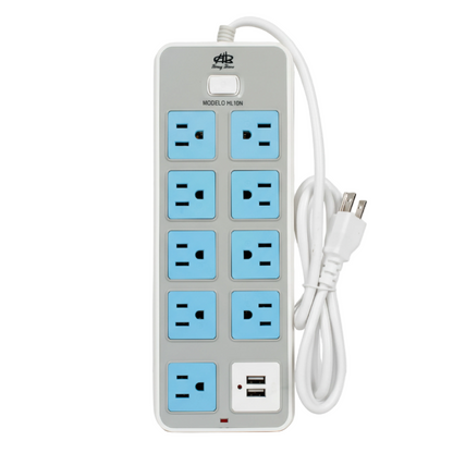 Multicontacto 9 entradas y 2 puertos USB. Modelo: HL10N