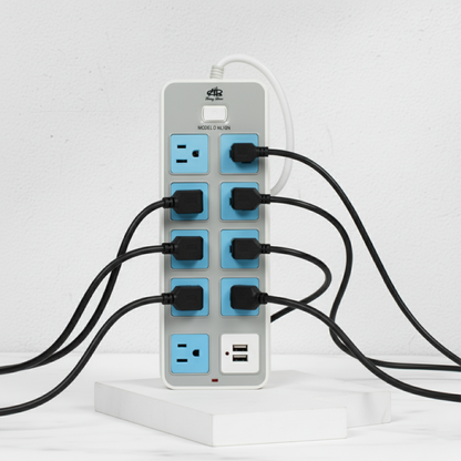 Multicontacto 9 entradas y 2 puertos USB. Modelo: HL10N
